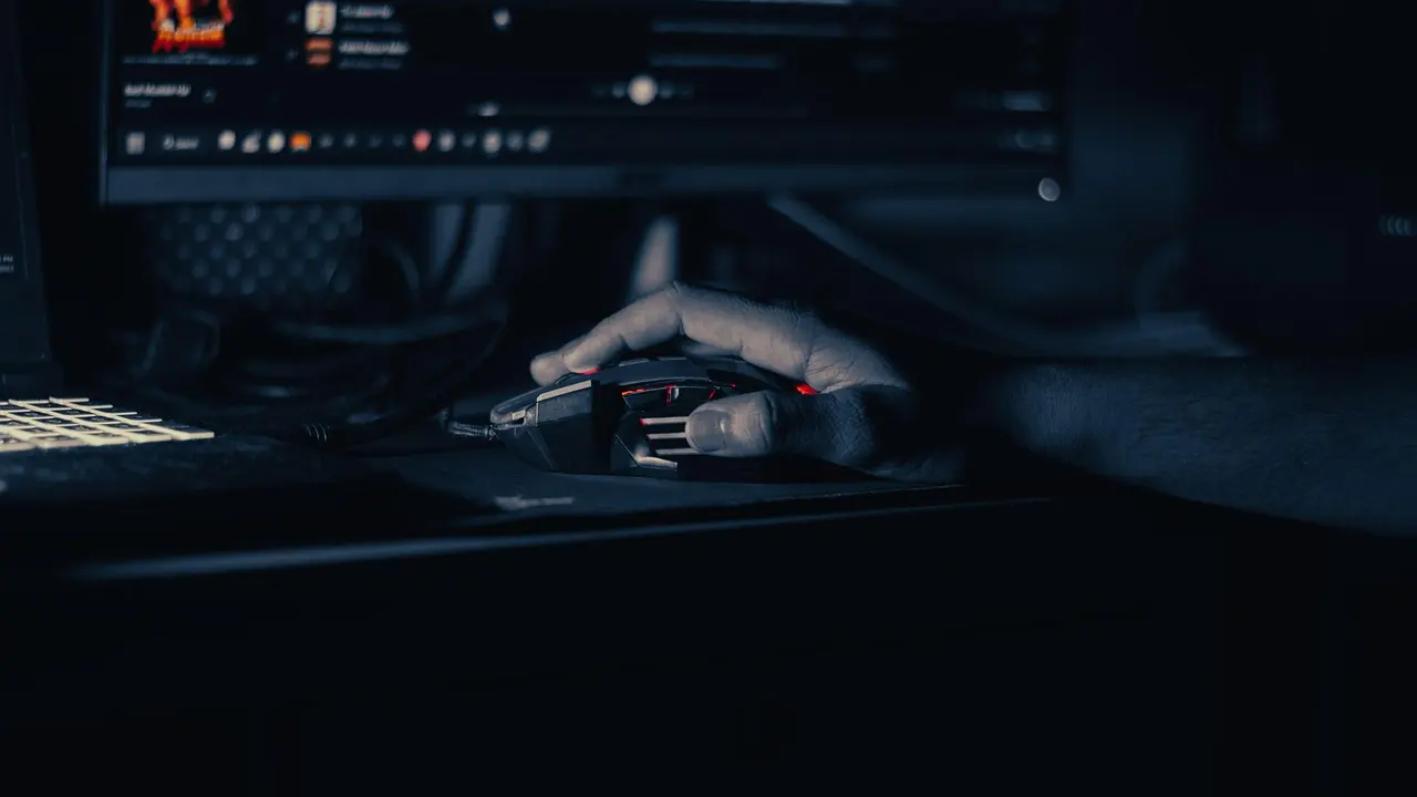 technology, techno, laptop, mouse, light, red, black, gadget